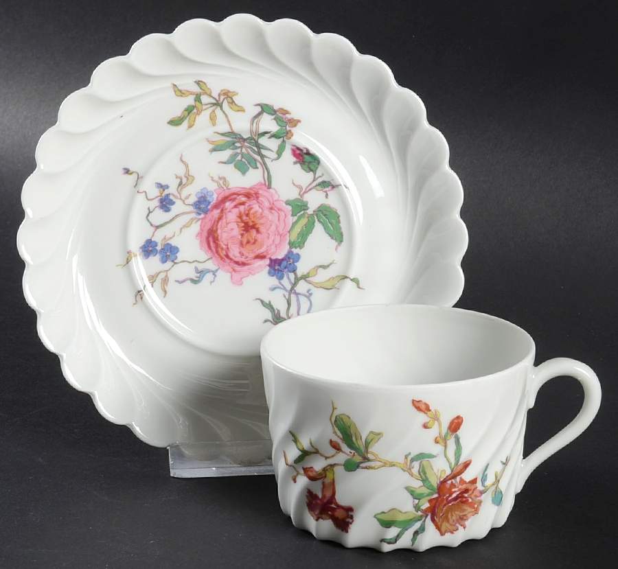 Fleurs Et Fruits De Saxe  Flat Cup & Saucer Set by Haviland-1