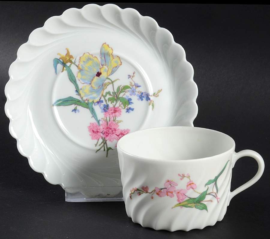 Fleurs Et Fruits De Saxe  Flat Cup & Saucer Set by Haviland-1