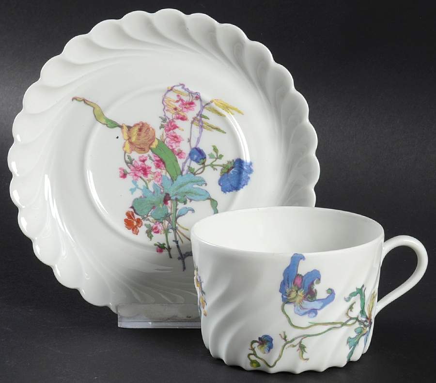 Fleurs Et Fruits De Saxe  Flat Cup & Saucer Set by Haviland-1