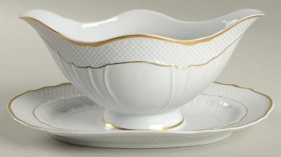 Arrabona Gravy Boat with Attached Underplate by Hollohaza-1