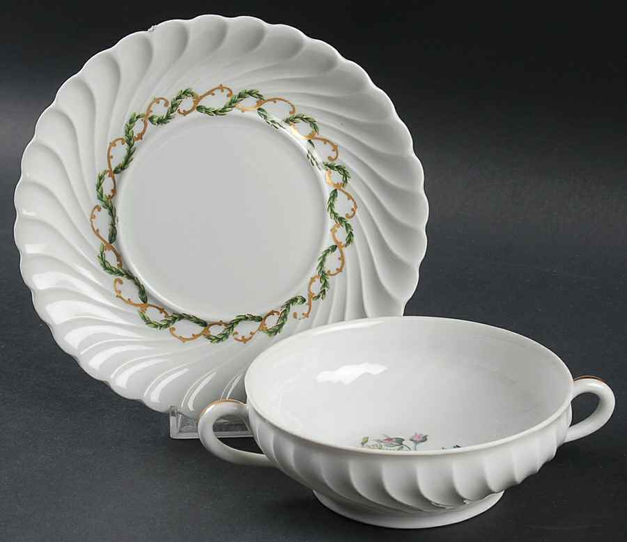 Louveciennes Flat Cream Soup Bowl & Saucer Set by Haviland-1