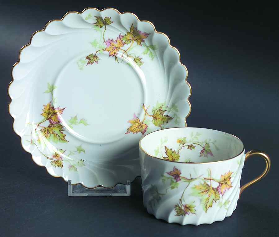 Autumn Leaf (No Trim) Flat Cup & Saucer Set by Haviland-1