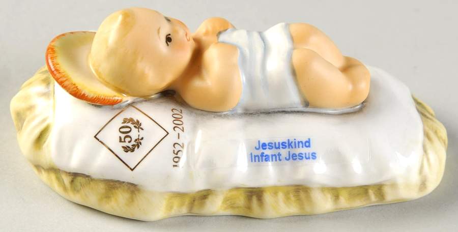 Nativity-Small Colored Tm8- Baby Jesus 50yr Gold Mark - No Box 28* by M.I. Hummel-1