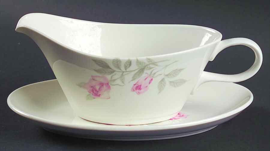 Pastel Rose Gravy Boat & Underplate/Relish by Homer Laughlin -1