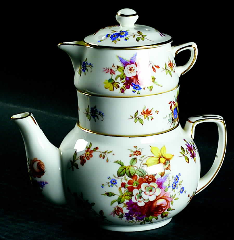 Howard Sprays (Smooth) Mini Teapot Stacking Set (Creamer, Sugar) by Hammersley-1