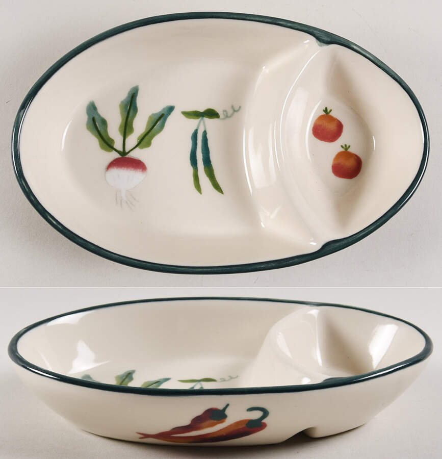 Farmer's Market 8" Oval Divided Vegetable Bowl by Hartstone-1