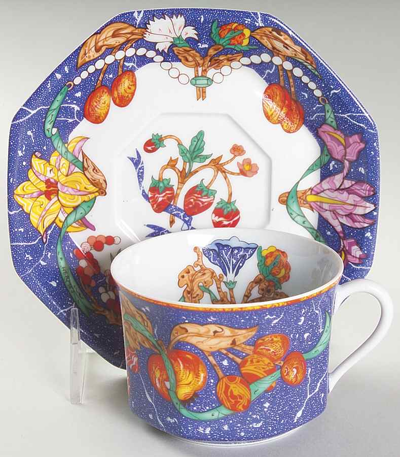 Marqueterie Flat Cup & Saucer Set by Hermes-1