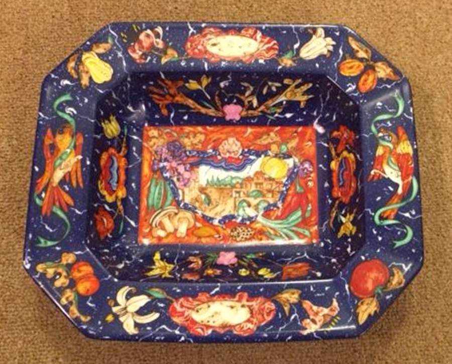 Marqueterie 12" Octagonal Vegetable Bowl by Hermes-1