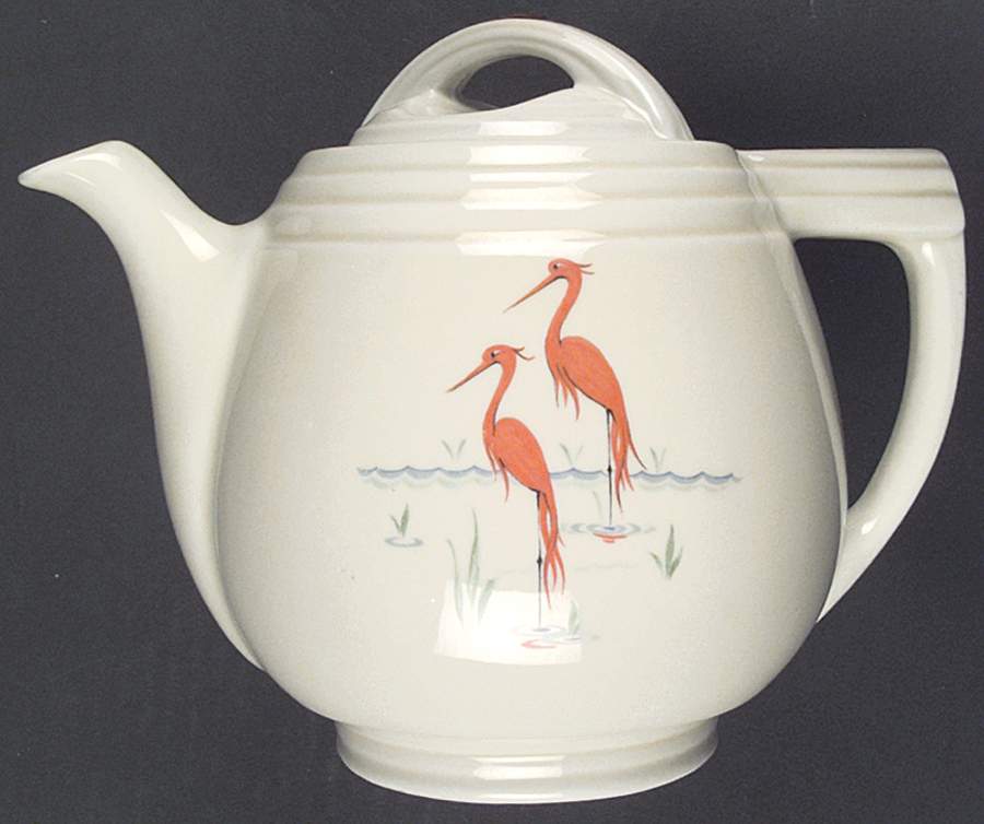 Flamingo Viking Coffee Pot & Lid by Hall-1