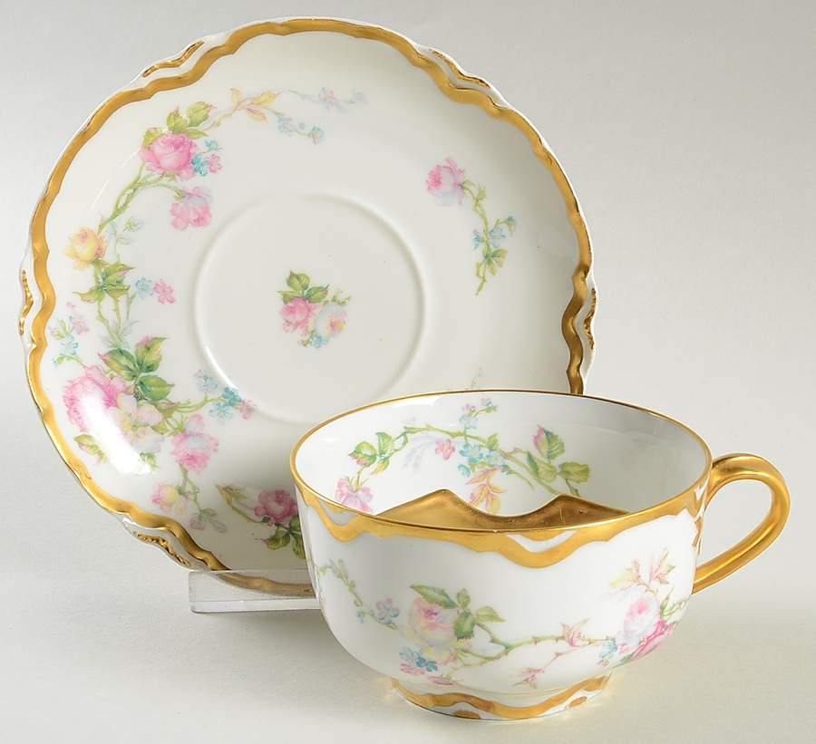 H698 Mustache Cup & Saucer Set by Haviland-1