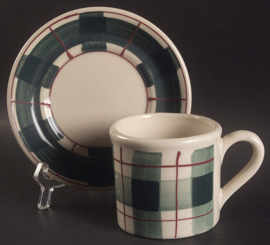 Buffalo Check Flat Cup & Saucer Set by Hartstone-1