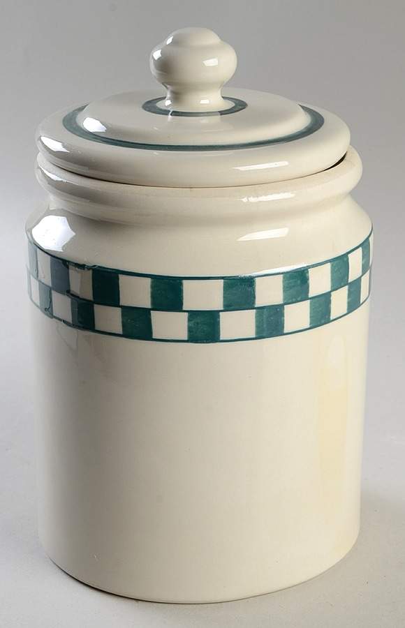 Green Checks Extra Large Canister & Lid by Hartstone-1
