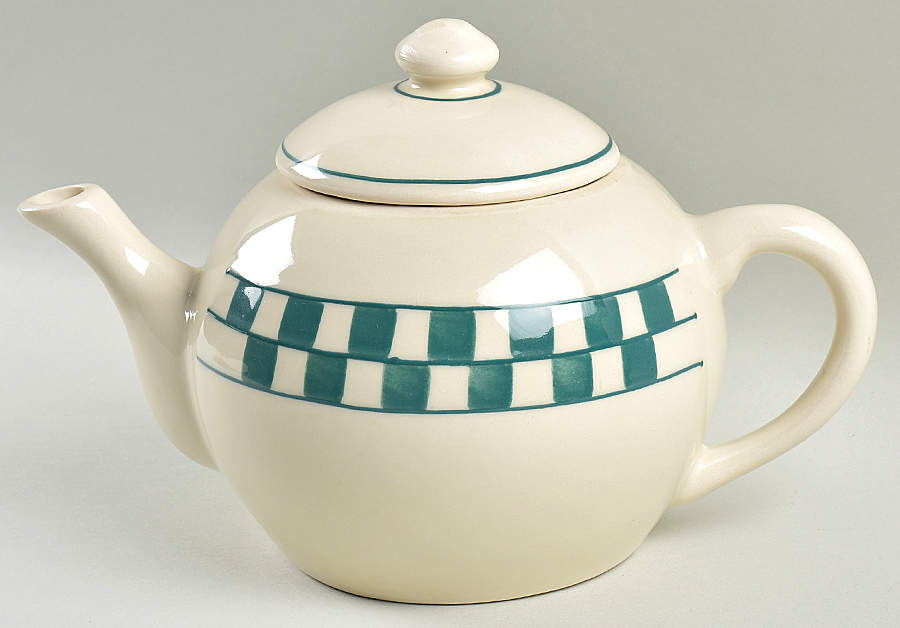 Green Checks Teapot & Lid by Hartstone-1