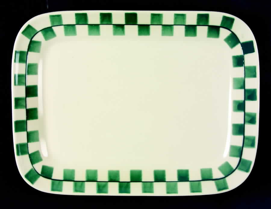 Green Checks 12" Rectangular Serving Platter by Hartstone-1