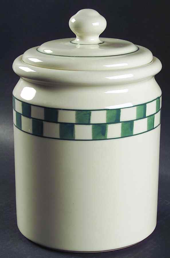 Green Checks Cookie Jar & Lid by Hartstone-1