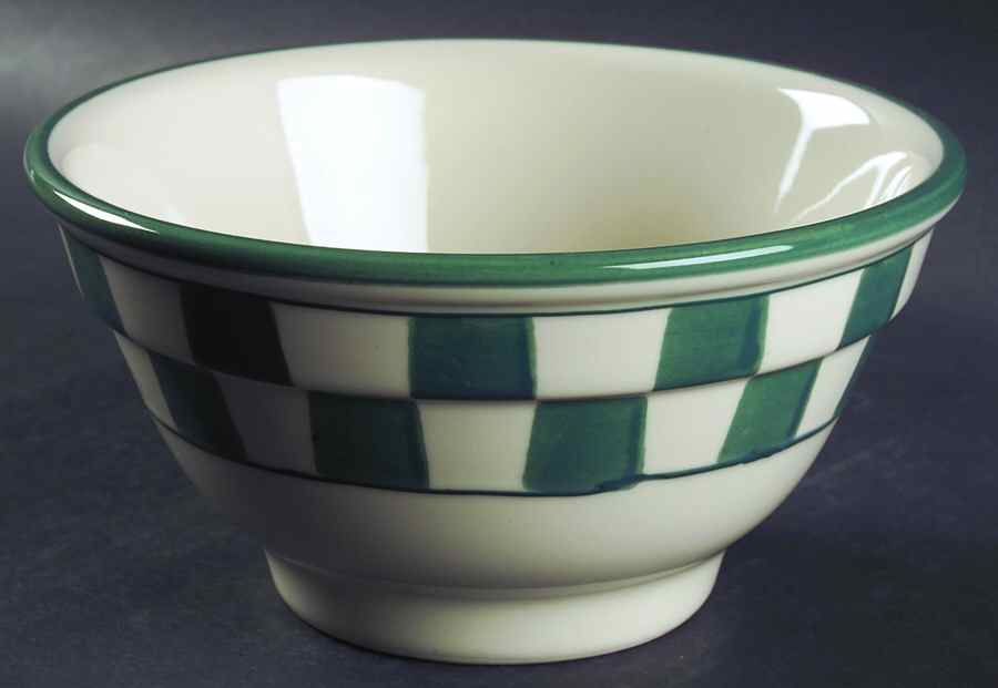 Green Checks 7" Ribbed Mixing Bowl by Hartstone-1