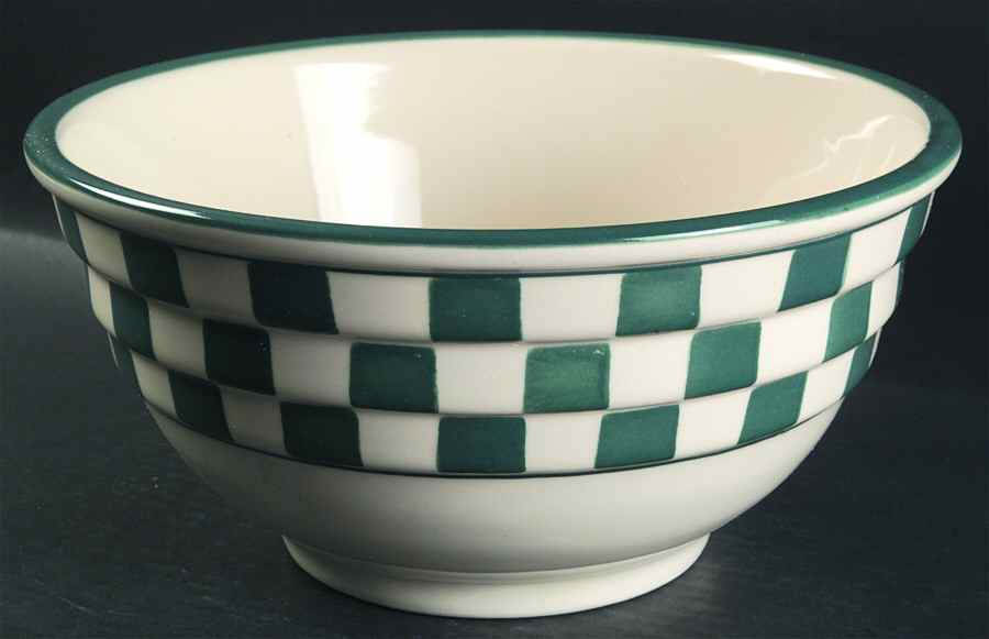 Green Checks 11" Ribbed Mixing Bowl by Hartstone-1