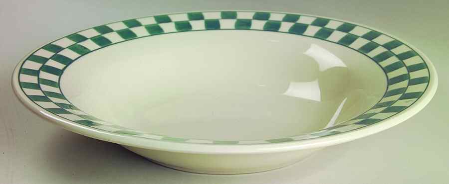 Green Checks 12" Round Vegetable Bowl by Hartstone-1