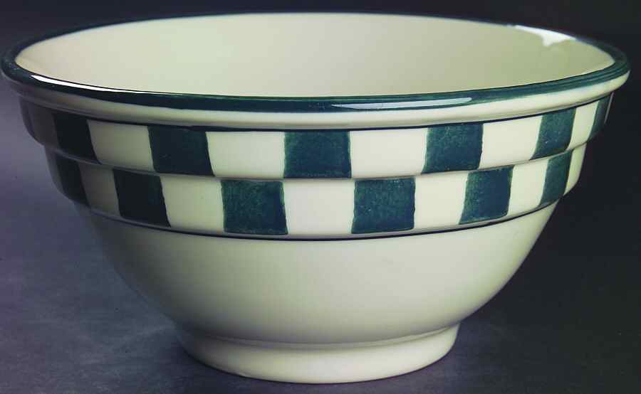 Green Checks 9" Ribbed Mixing Bowl by Hartstone-1