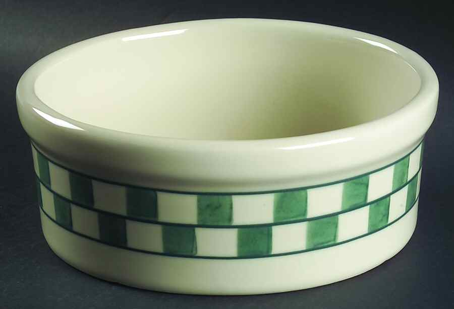 Green Checks Medium Pet Bowl by Hartstone-1