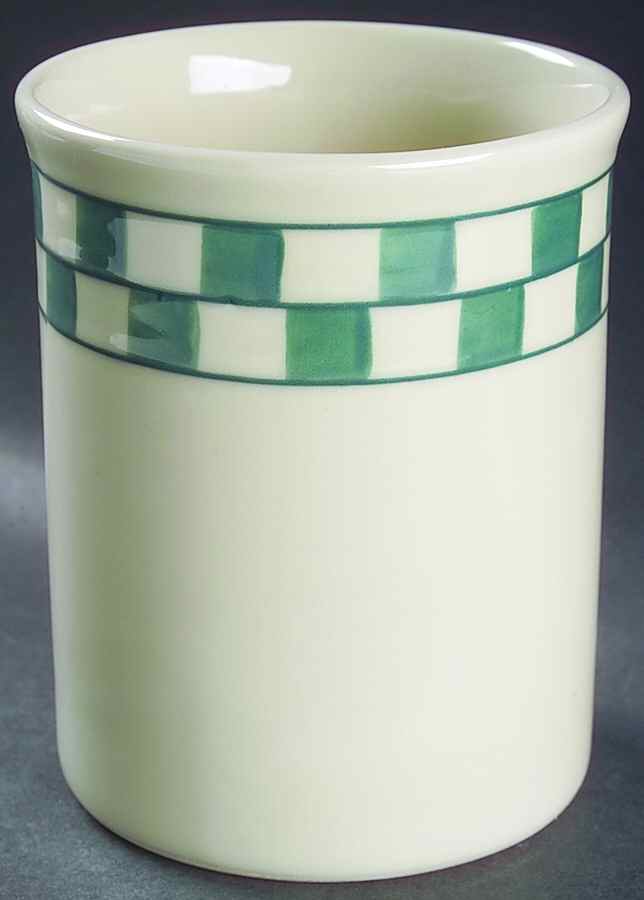 Green Checks Utensil Holder by Hartstone-1