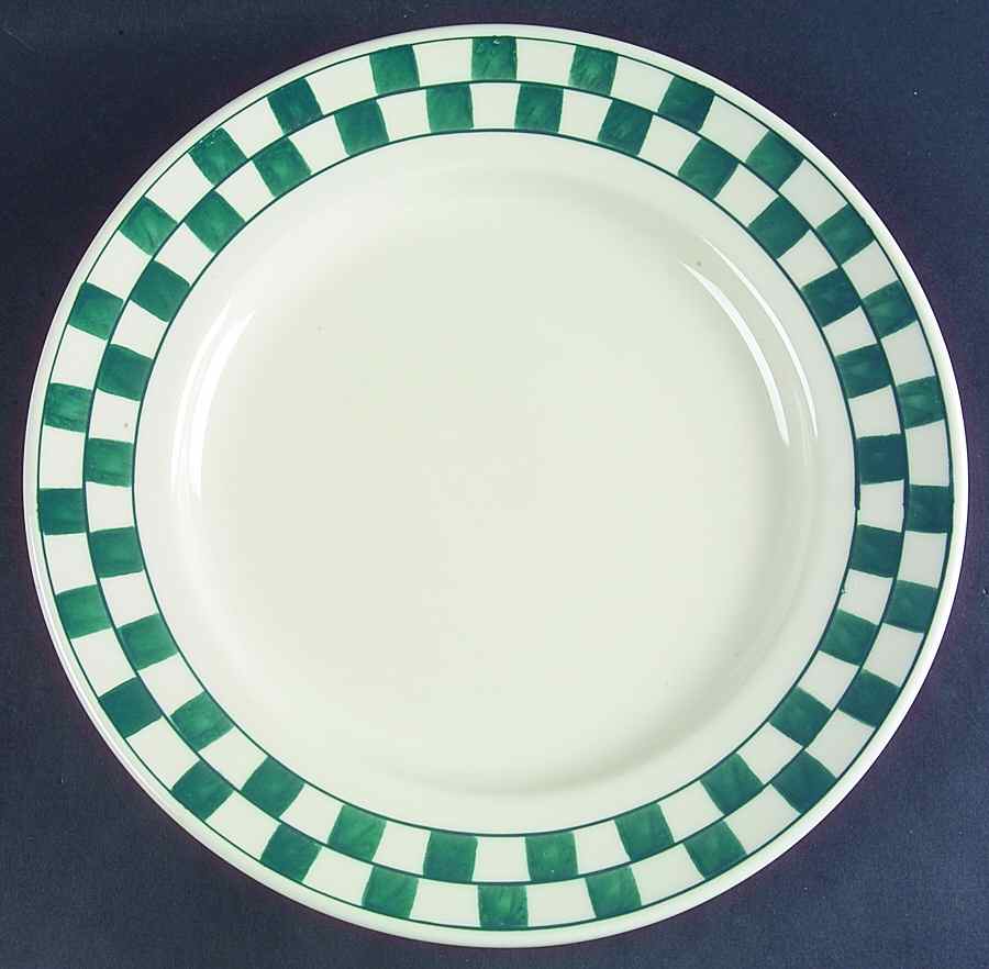 Green Checks Service Plate (Charger) by Hartstone-1