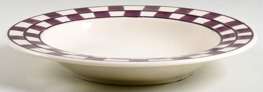 Plum Checks Large Rim Soup Bowl by Hartstone-1