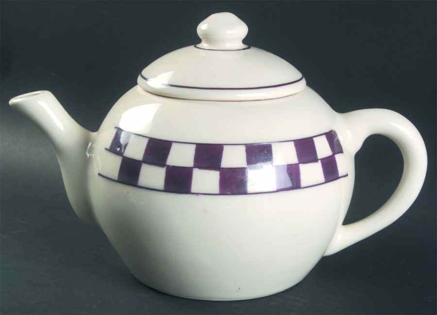 Plum Checks Teapot & Lid by Hartstone-1