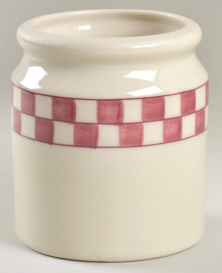 Red Checks Medium Canister No Lid by Hartstone-1