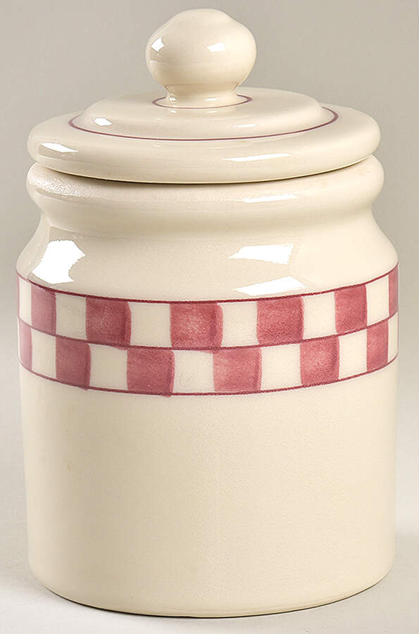Red Checks Medium Canister & Lid by Hartstone-1