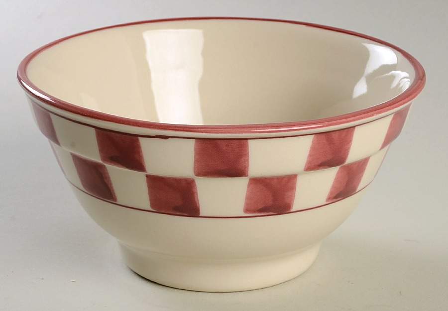 Red Checks 7" Ribbed Mixing Bowl by Hartstone-1