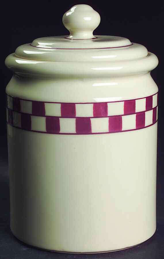 Red Checks Cookie Jar & Lid by Hartstone-1