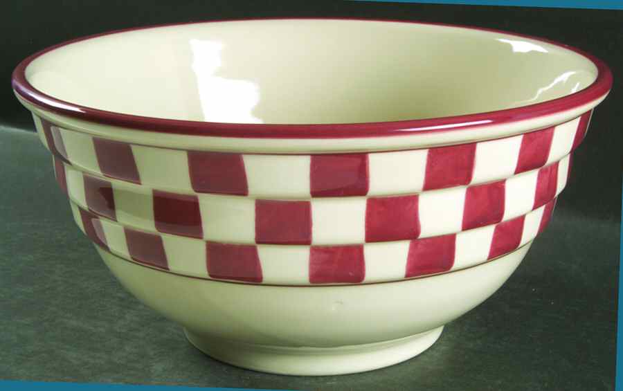 Red Checks 11" Ribbed Mixing Bowl by Hartstone-1