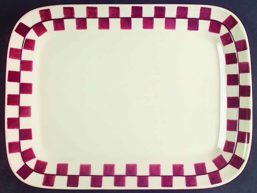 Red Checks 12" Rectangular Serving Platter by Hartstone-1