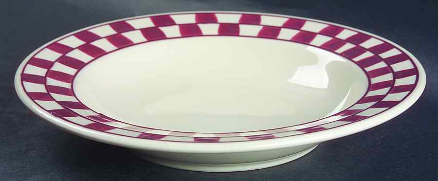 Red Checks Large Rim Soup Bowl by Hartstone-1