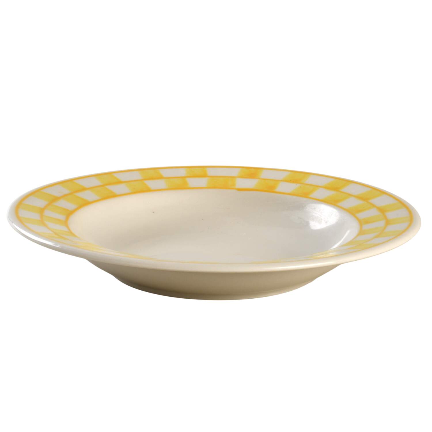 Yellow Checks Large Rim Soup Bowl by Hartstone-1