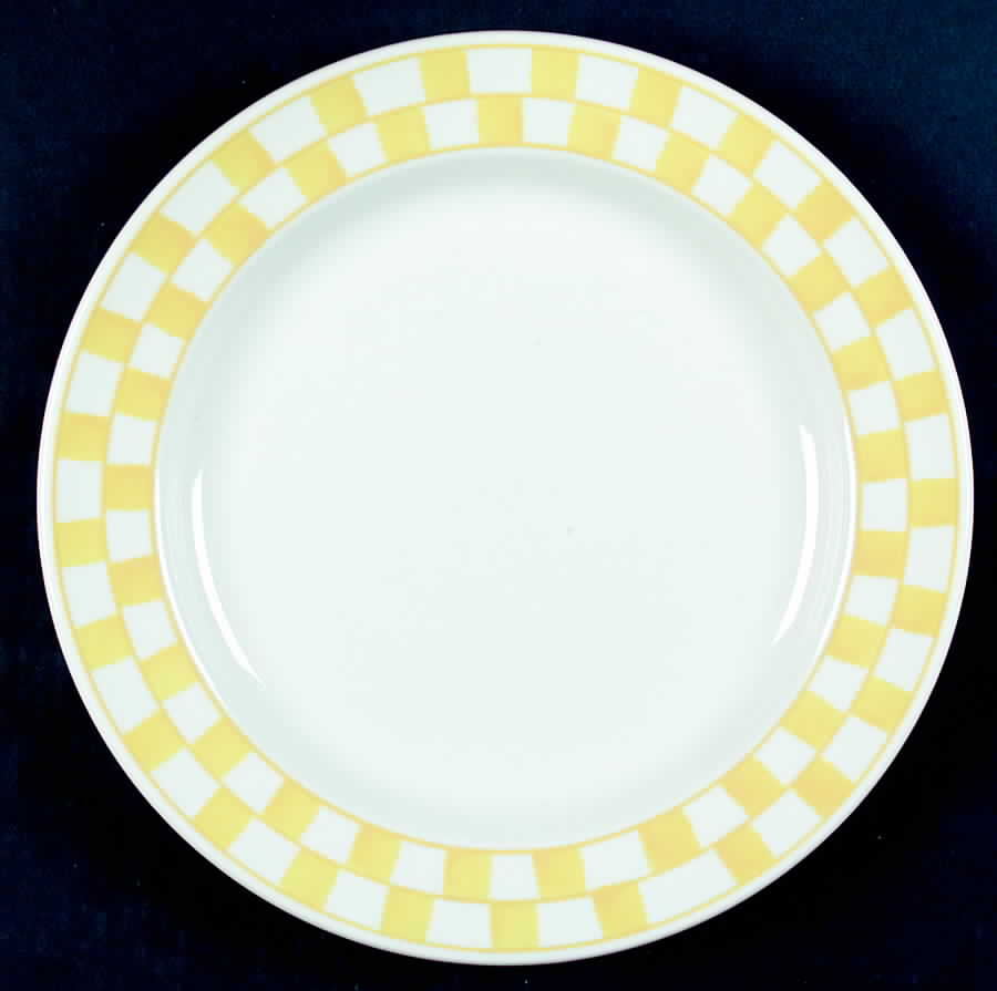 Yellow Checks Dinner Plate by Hartstone-1