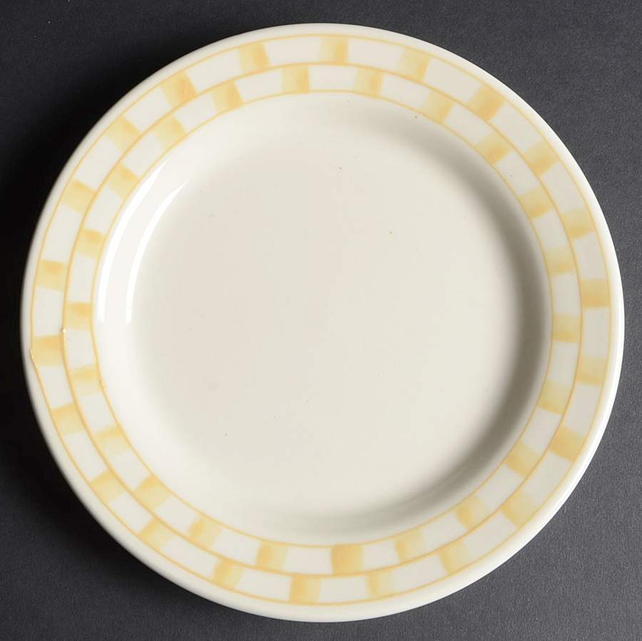 Yellow Checks Salad Plate by Hartstone-1