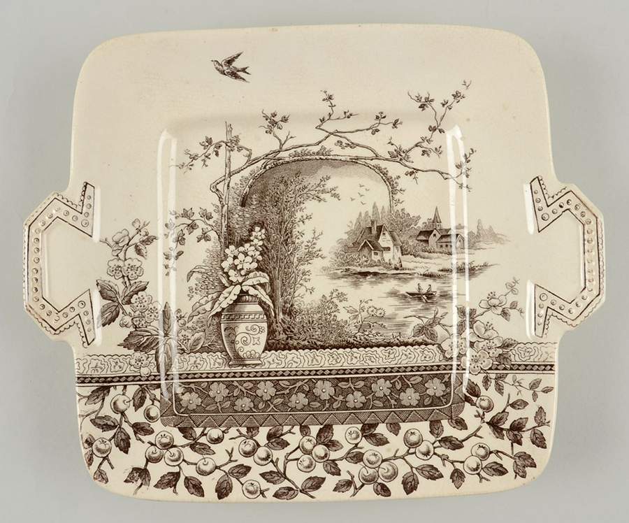 Rustic Square Handled Cake Plate by Hill Pottery-1