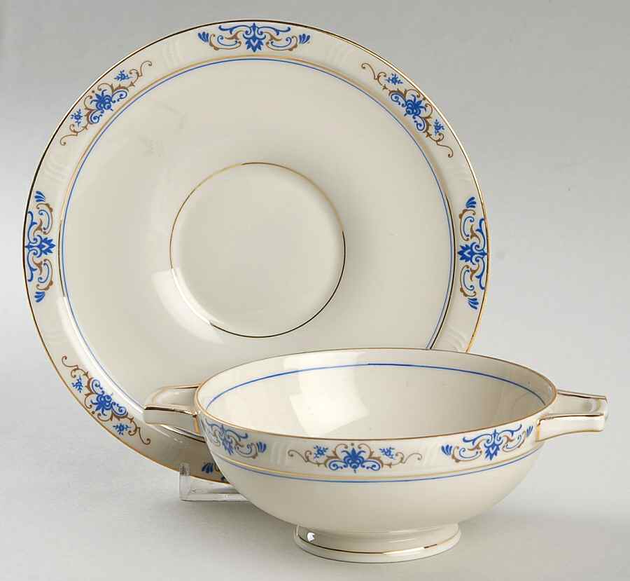 Eleonore Footed Cream Soup Bowl & Saucer Set by Haas-Czjzek Coronado-1
