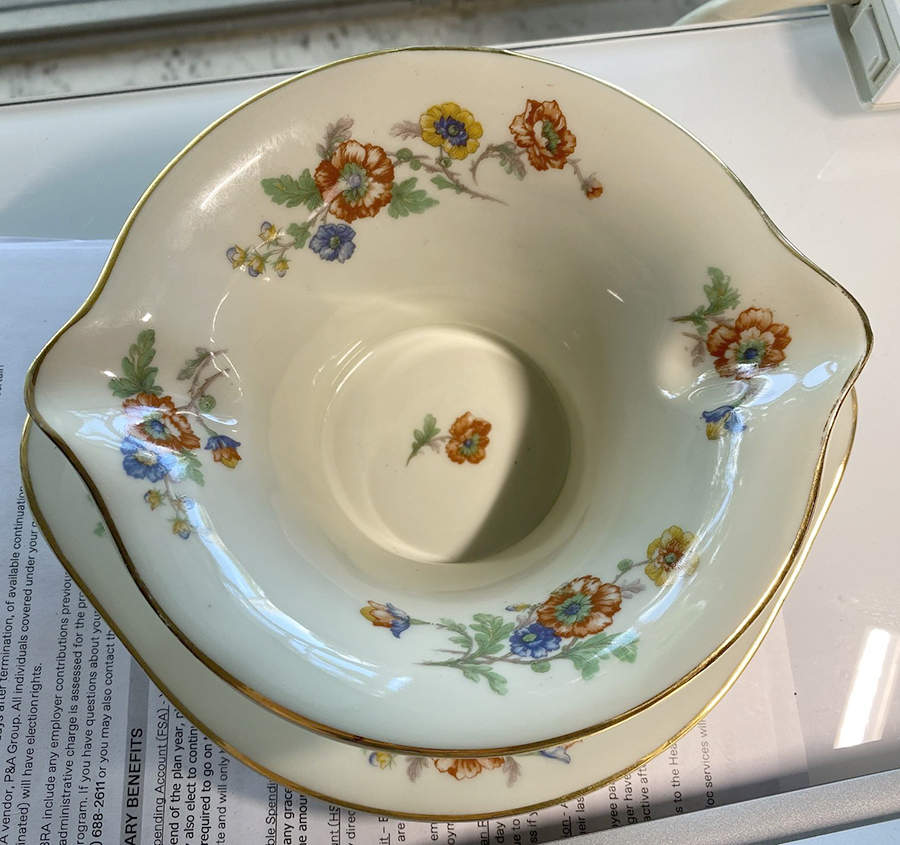 H716 Gravy Boat with Attached Underplate by Haviland-1