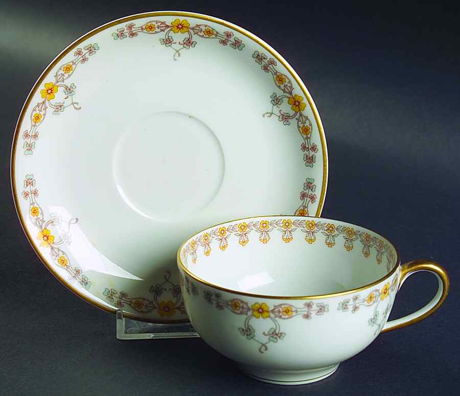 Schleiger 771 Flat Cup & Saucer Set by Haviland-1