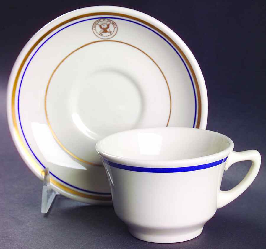 Us Navy Flat Cup & Saucer Set by Homer Laughlin -1