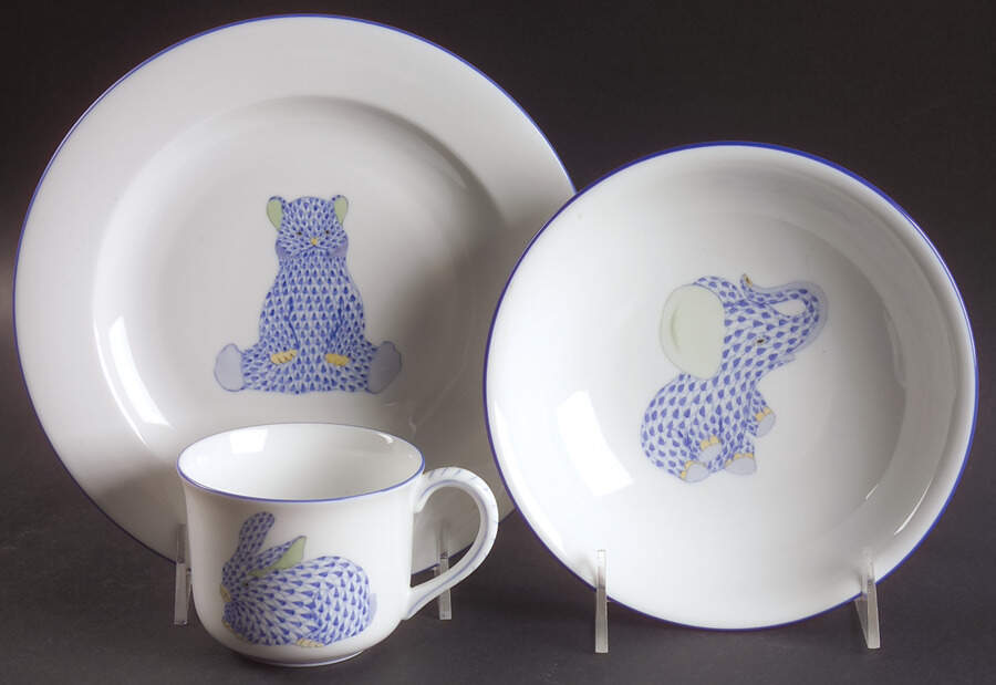 Baby Collection Blue (3 Piece) Child's Set by Herend-1