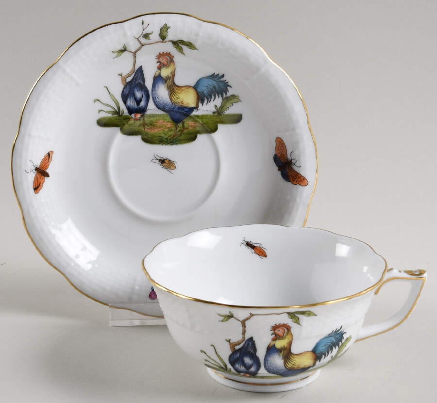 Chanticleer Footed Cup & Saucer Set by Herend-1