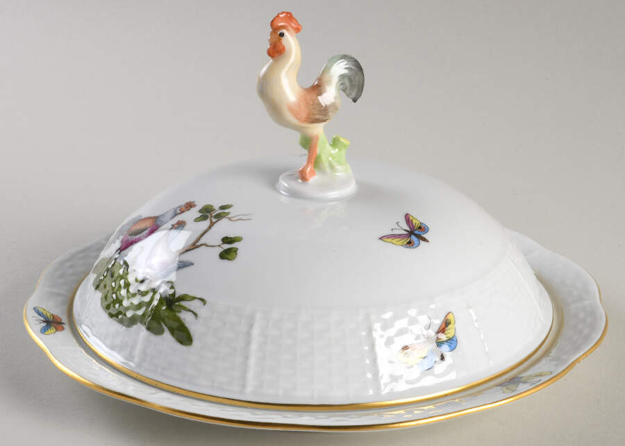 Chanticleer Muffin Dish & Lid by Herend-1