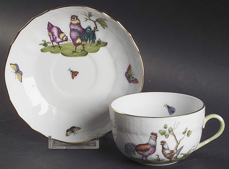Chanticleer Flat Cup & Saucer Set by Herend-1