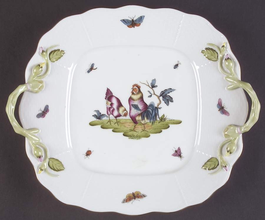 Chanticleer Square Handled Cake Plate by Herend-1