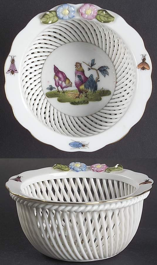 Chanticleer 4" Small Round Open Weave Basket by Herend-1