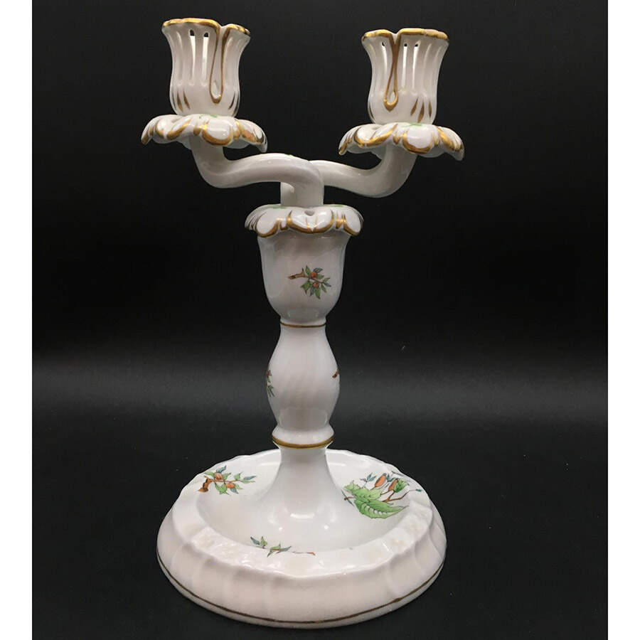 HER16 9" Double Light Candlestick W/Wire Hole by Herend-1